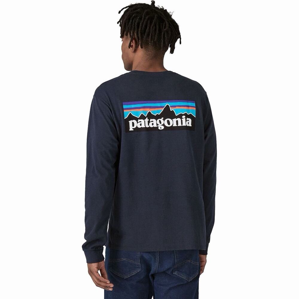 Patagonia P-6 Logo Long Sleeved T-Shirt, Medium - Gravel Heather